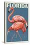 Florida - Flamingo-Lantern Press-Stretched Canvas