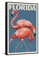 Florida - Flamingo-Lantern Press-Framed Stretched Canvas