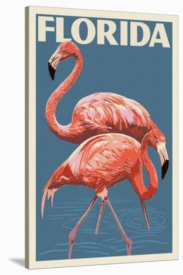 Florida - Flamingo-Lantern Press-Stretched Canvas