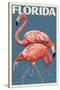 Florida - Flamingo-Lantern Press-Stretched Canvas