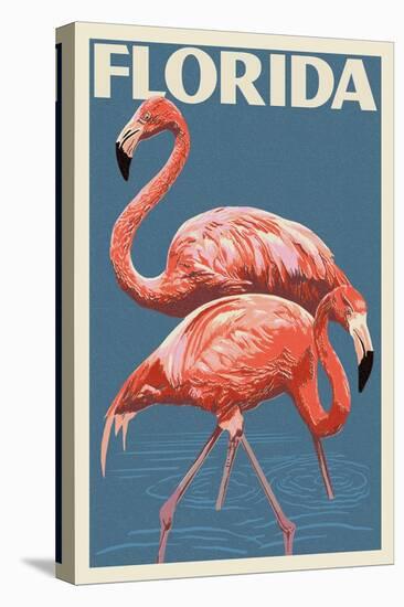 Florida - Flamingo-Lantern Press-Stretched Canvas