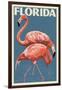 Florida - Flamingo-Lantern Press-Framed Art Print
