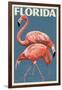 Florida - Flamingo-Lantern Press-Framed Art Print