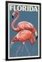 Florida - Flamingo-Lantern Press-Framed Art Print