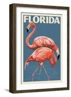 Florida - Flamingo-Lantern Press-Framed Art Print