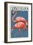 Florida - Flamingo-Lantern Press-Framed Art Print