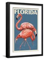 Florida - Flamingo-Lantern Press-Framed Art Print