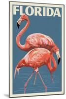 Florida - Flamingo-Lantern Press-Mounted Art Print