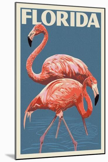 Florida - Flamingo-Lantern Press-Mounted Art Print