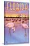 Florida, Flamingos Scene-Lantern Press-Stretched Canvas