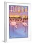 Florida, Flamingos Scene-Lantern Press-Framed Art Print