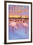 Florida, Flamingos Scene-Lantern Press-Framed Art Print