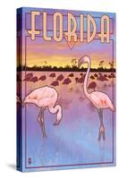 Florida, Flamingos Scene-Lantern Press-Stretched Canvas