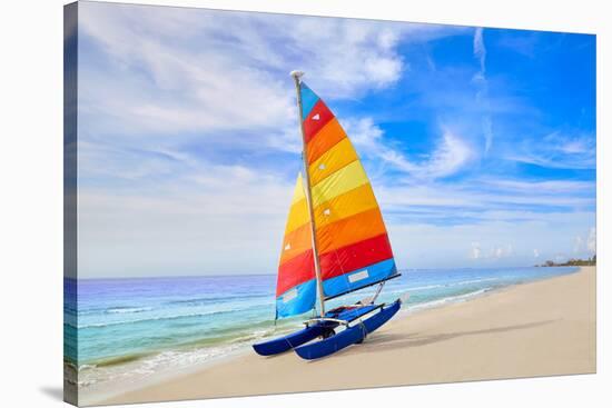 Florida Fort Myers Beach Catamaran Sailboat in USA-holbox-Stretched Canvas