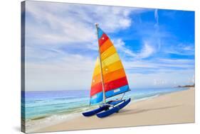 Florida Fort Myers Beach Catamaran Sailboat in USA-holbox-Stretched Canvas