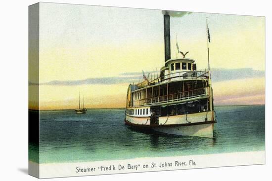 Florida - Fred'k De Bary Steamer on St. John's River-Lantern Press-Stretched Canvas