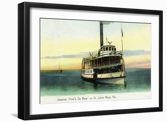 Florida - Fred'k De Bary Steamer on St. John's River-Lantern Press-Framed Art Print