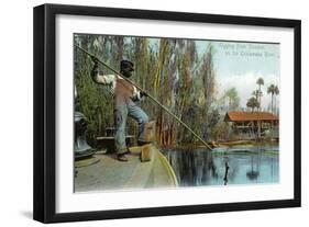 Florida - Gigging from a Ocklawaha River Steamer-Lantern Press-Framed Art Print