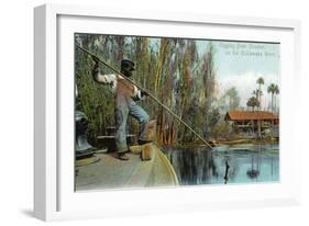 Florida - Gigging from a Ocklawaha River Steamer-Lantern Press-Framed Art Print