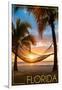 Florida - Hammock and Sunset-Lantern Press-Framed Art Print