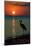 Florida - Heron and Sunset-Lantern Press-Mounted Art Print