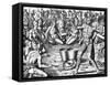 Florida Indians Saturibo War Council-Jacques Le Moyne-Framed Stretched Canvas