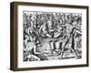 Florida Indians Saturibo War Council-Jacques Le Moyne-Framed Giclee Print