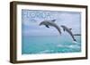 Florida - Jumping Dolphins-Lantern Press-Framed Art Print