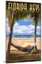 Florida Keys, Florida - Hammock Scene-Lantern Press-Mounted Art Print