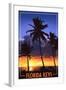 Florida Keys, Florida - Palms and Sunset-Lantern Press-Framed Art Print