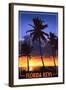 Florida Keys, Florida - Palms and Sunset-Lantern Press-Framed Art Print