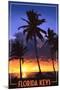 Florida Keys, Florida - Palms and Sunset-Lantern Press-Mounted Art Print