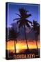 Florida Keys, Florida - Palms and Sunset-Lantern Press-Stretched Canvas