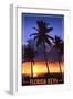 Florida Keys, Florida - Palms and Sunset-Lantern Press-Framed Art Print