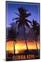 Florida Keys, Florida - Palms and Sunset-Lantern Press-Mounted Art Print