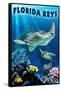 Florida Keys, Florida - Sea Turtle Swimming-Lantern Press-Framed Stretched Canvas