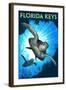 Florida Keys - Sea Turtle Diving-Lantern Press-Framed Art Print