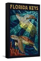 Florida Keys - Sea Turtle Mosaic-Lantern Press-Framed Stretched Canvas