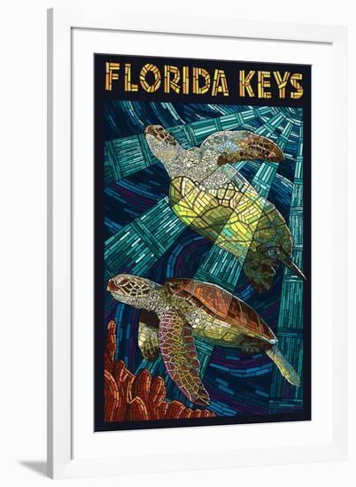 Florida Keys - Sea Turtle Mosaic-Lantern Press-Framed Art Print