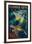 Florida Keys - Sea Turtle Mosaic-Lantern Press-Framed Art Print