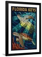 Florida Keys - Sea Turtle Mosaic-Lantern Press-Framed Art Print