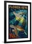 Florida Keys - Sea Turtle Mosaic-Lantern Press-Framed Art Print