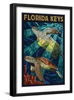 Florida Keys - Sea Turtle Mosaic-Lantern Press-Framed Art Print