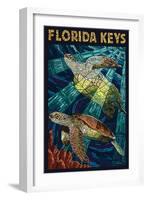 Florida Keys - Sea Turtle Mosaic-Lantern Press-Framed Art Print