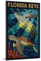 Florida Keys - Sea Turtle Mosaic-Lantern Press-Mounted Art Print