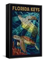 Florida Keys - Sea Turtle Mosaic-Lantern Press-Framed Stretched Canvas