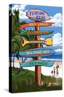 Florida Keys - Sign Destinations-Lantern Press-Stretched Canvas