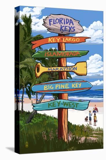 Florida Keys - Sign Destinations-Lantern Press-Stretched Canvas
