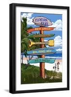 Florida Keys - Sign Destinations-Lantern Press-Framed Art Print