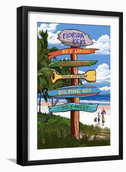 Florida Keys - Sign Destinations-Lantern Press-Framed Art Print